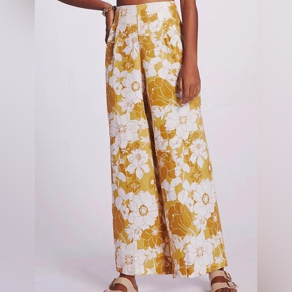 Faithfull the Brand Linen Wide-Leg Ankle Trousers – Size 8